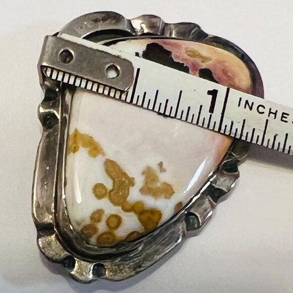 Vtg Picture Jasper Pendant Artisan Silver 925 Necklace Southwest Twisted Torque - Picture 8 of 11